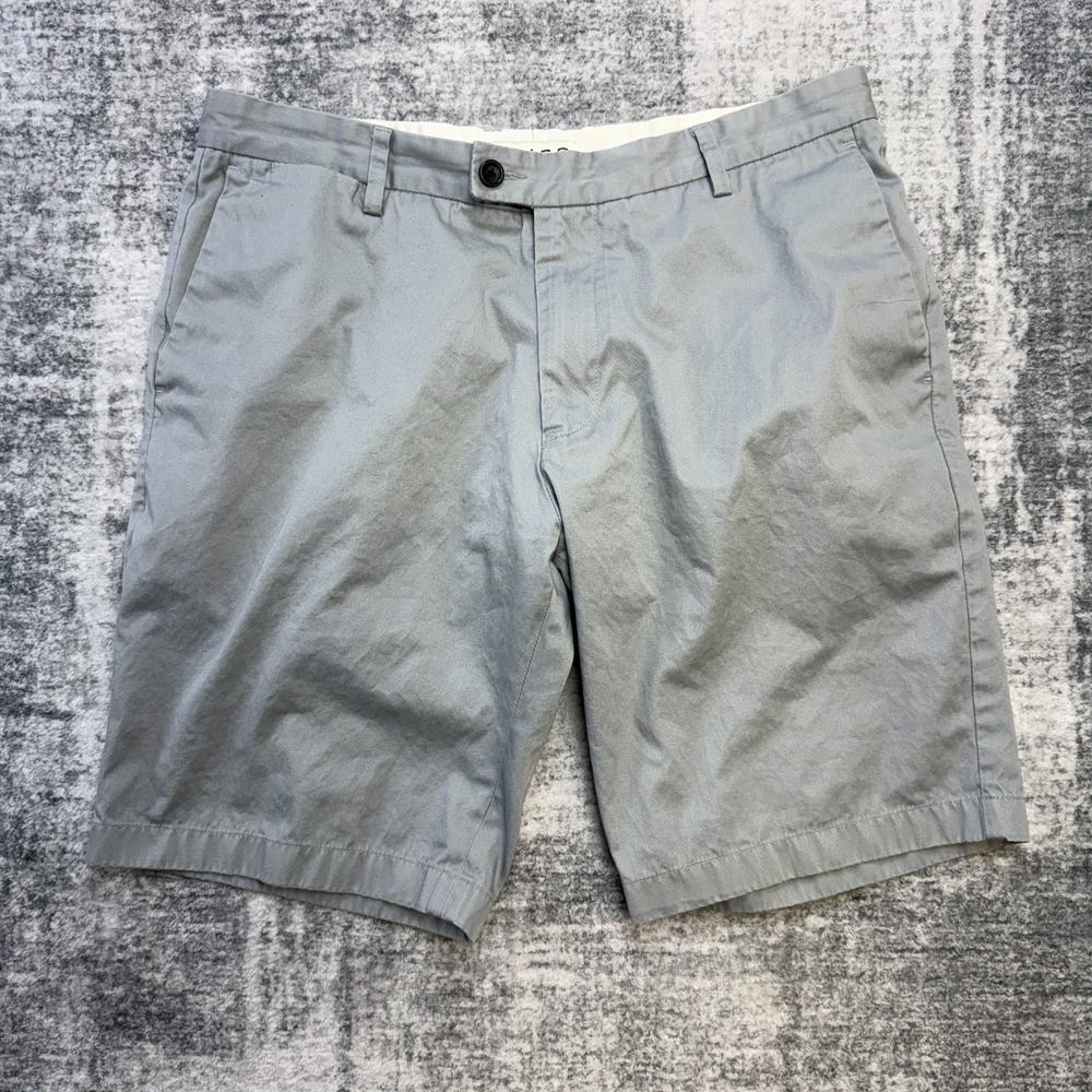 REISS Shorts Mens 32 Gray Cotton Chino Trouser Quiet Luxury Preppy Casual 9"